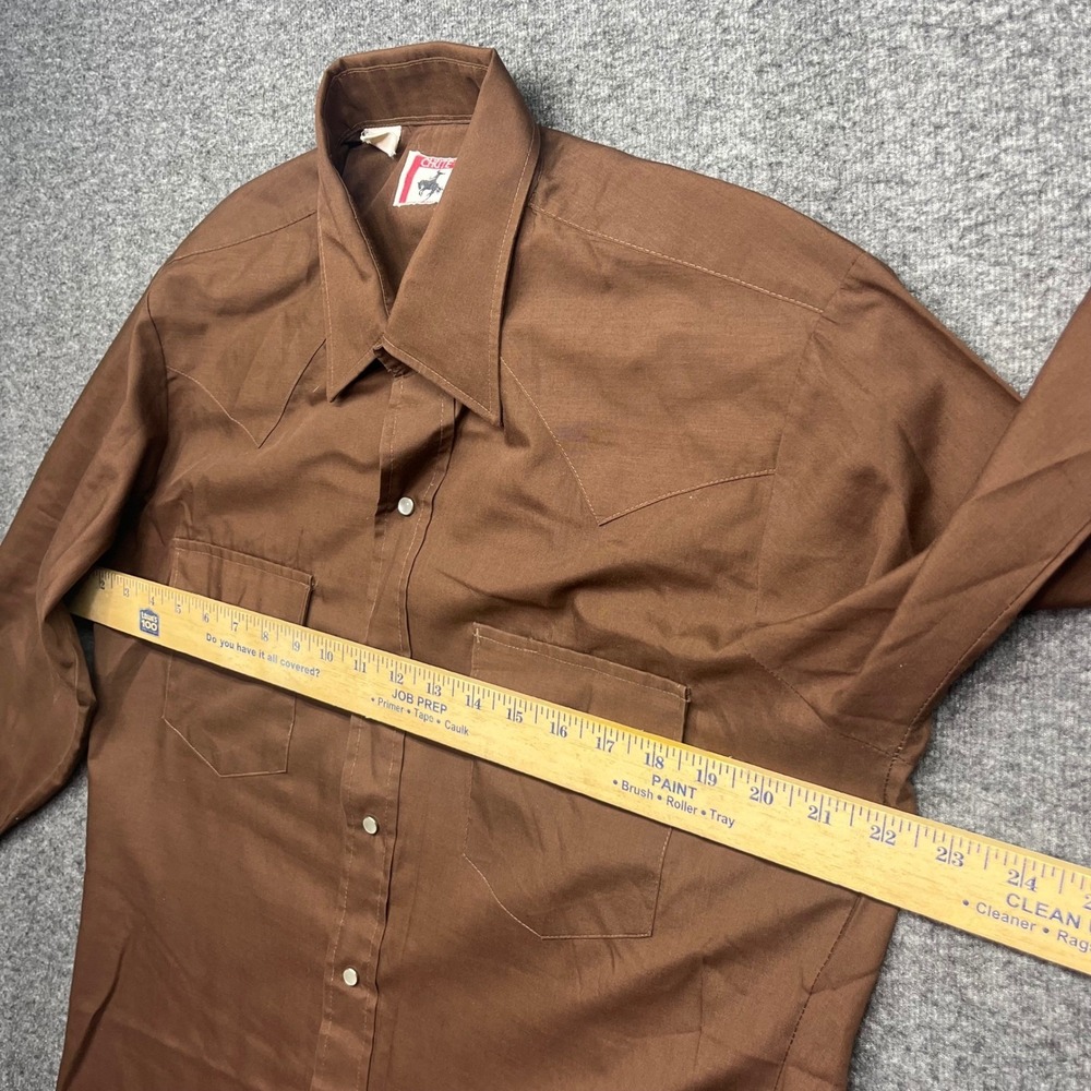 Vintage Chute 1 Shirt Mens M? Brown Western Pearl Snap Long Sleeve‎ Cowboy Yoke - Picture 10 of 16